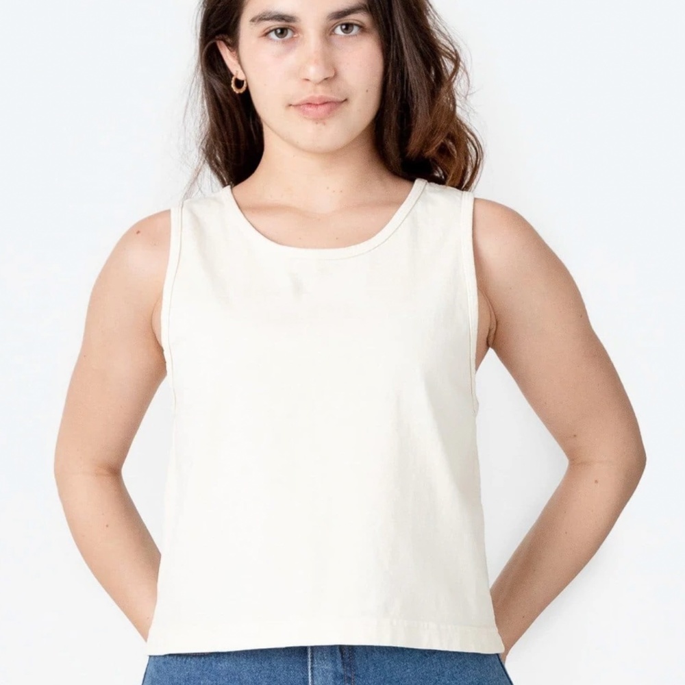 LA Apparel Garment Dye Mid-Tank Color Creme Size S